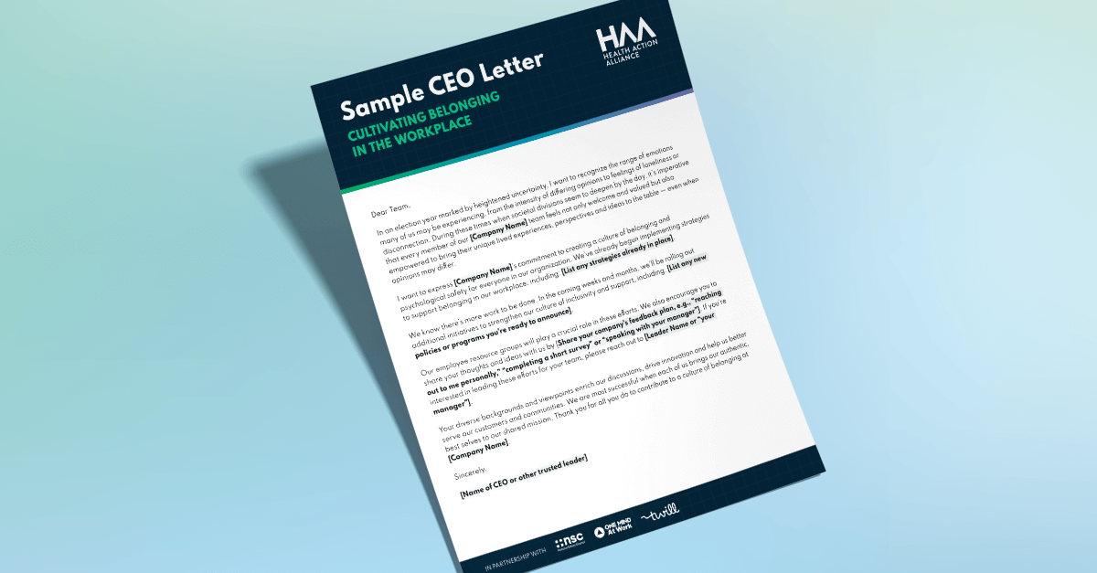 Sample CEO Letter on Belonging
